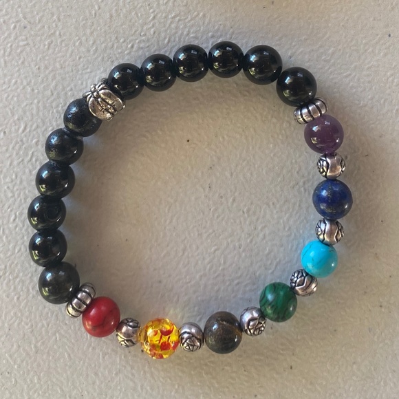 Silver with assorted stones bracelet & earring set - Picture 2 of 4